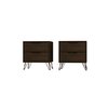 Manhattan Comfort Rockefeller Nightstand 2.0 in Brown (Set of 2) 2-102GMC5